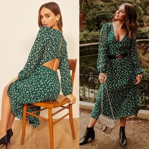 Reformation Joy Floral Open Back Midi Dress NWT